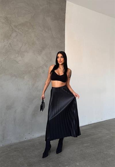 Kadın Yüksek Bel Pliseli Etek