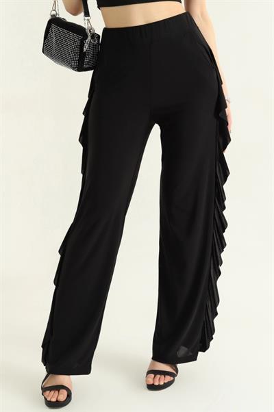 Kadın Yüksek Bel Yanları Volanlı Cepli Sandy Pantolon