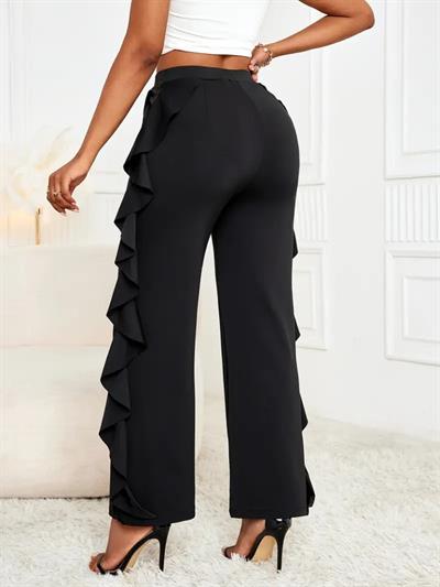 Kadın Yüksek Bel Yanları Volanlı Cepli Sandy Pantolon