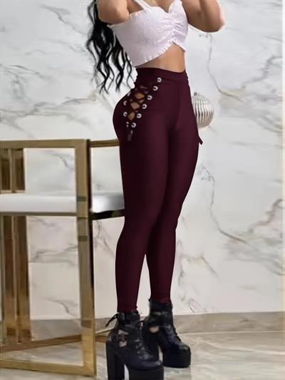 Kadın Yüksek Bel çapraz Bağcıklı Tül Detaylı Dalgıç Tayt