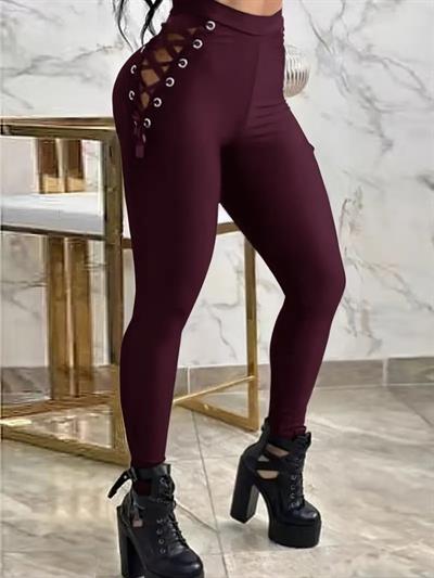 Kadın Yüksek Bel çapraz Bağcıklı Tül Detaylı Dalgıç Tayt