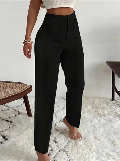 Kadın Yüksek Bel önden Fermuarlı Ithal Krep Pantolon