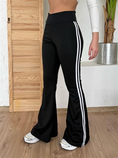 Kadın Yüksek Bel şerit Detaylı Ispanyol Paçalı Dalgıç Pantolon