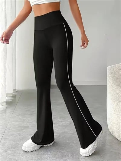 Kadın Yüksel Bel Yan şerit Detaylı Uzun Dalgıç Tayt