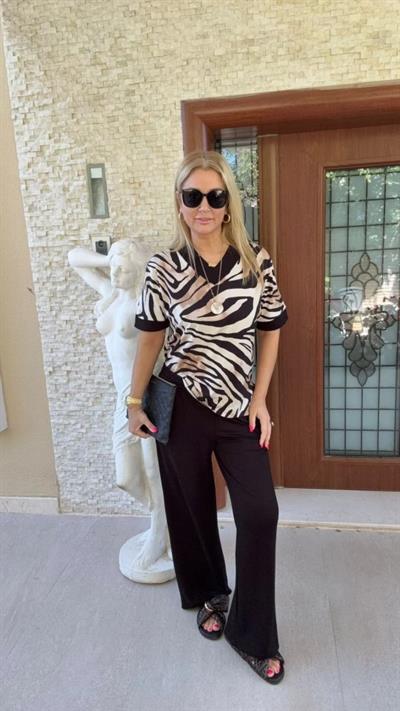 Kadın Zebra Desenli Ikili Takım