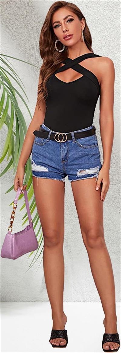 Kadın çapraz Askılı Göğüs Dekolteli Dalgıç Bluz