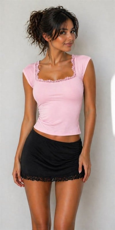 Kadın ön Arka Dantel Detay Kuşaklı Bluz