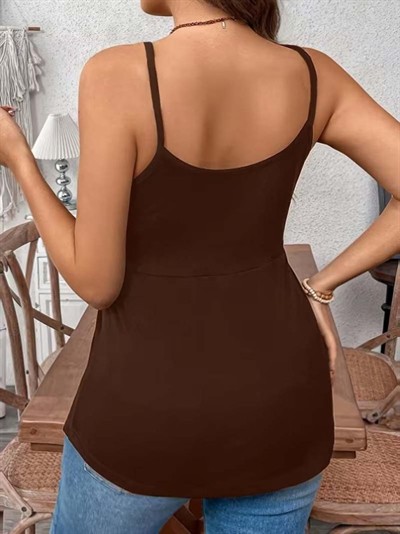 Kadın önden çapraz Askılı Uzun Vıskon Bluz