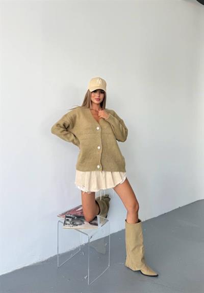 Kadın şardonlu Uzun Triko Hırka