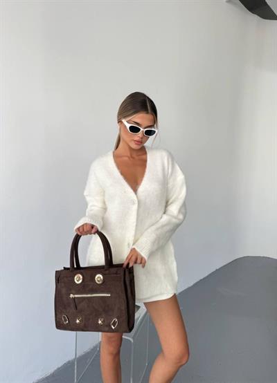 Kadın şardonlu Uzun Triko Hırka