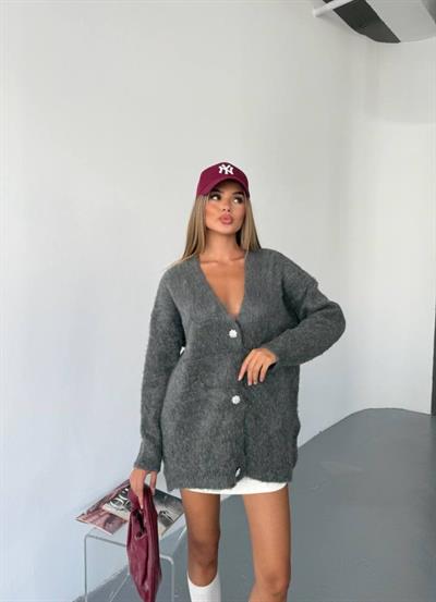 Kadın şardonlu Uzun Triko Hırka