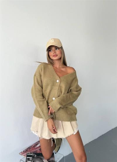 Kadın şardonlu Uzun Triko Hırka