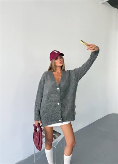 Kadın şardonlu Uzun Triko Hırka