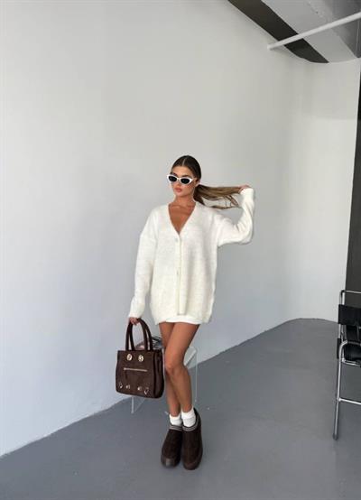 Kadın şardonlu Uzun Triko Hırka