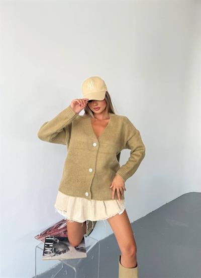 Kadın şardonlu Uzun Triko Hırka