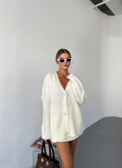 Kadın şardonlu Uzun Triko Hırka