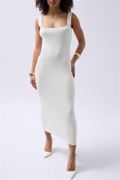 Kalın Askılı Midi Elbise