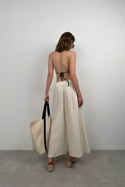 Kalın Kemer Keten Pantolon