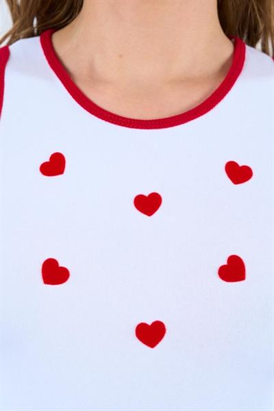 Kalpli Baskılı Atlet - Beyaz-Kırmızı