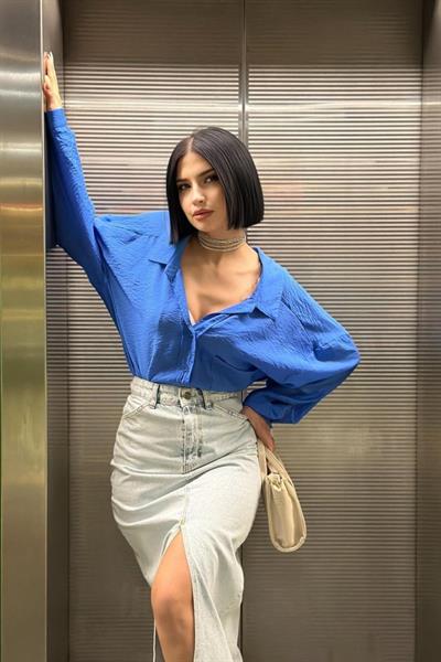 Kar Yıkama Yırtmaçlı Kot Etek