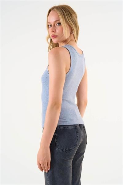 Kare Yaka Düz Atlet - Gri