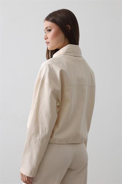 Kargo Cepli Ceket - Ekru