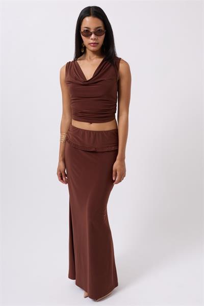 Katlama Bel Detay Maxi Etek