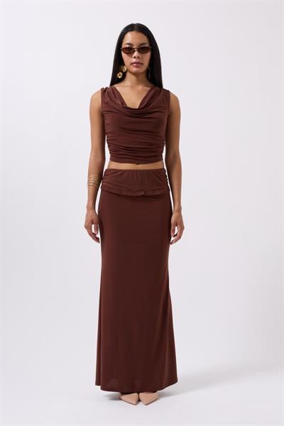 Katlama Bel Detay Maxi Etek