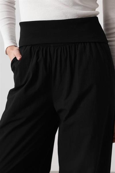Katlanabilir Bel Pantolon - Siyah
