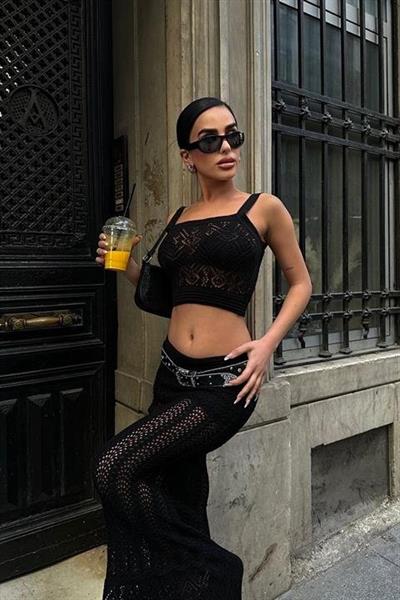 Kayla Dantel Desenli Crop Takım 9840