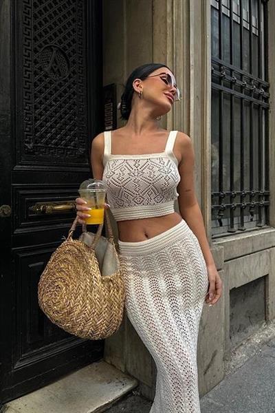 Kayla Dantel Desenli Crop Takım 9840