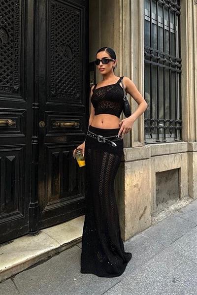 Kayla Dantel Desenli Crop Takım 9840