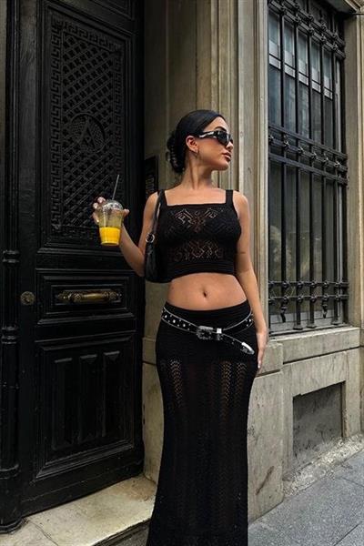 Kayla Dantel Desenli Crop Takım 9840