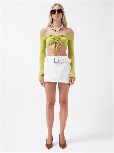 Kemer Detay Denim Mini Etek