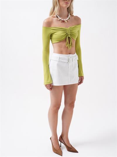 Kemer Detay Denim Mini Etek