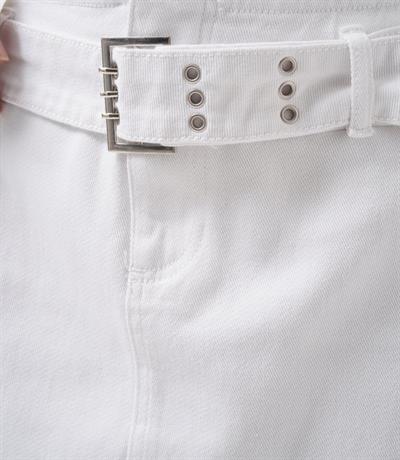 Kemer Detay Denim Mini Etek