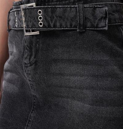 Kemer Detay Denim Mini Etek