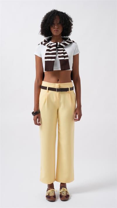 Kemer Detay Yüksek Bel Pantolon