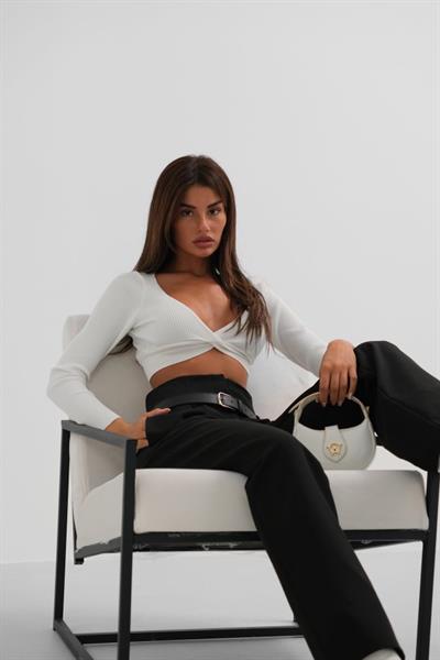 Kemer Detay Yüksek Bel Pantolon