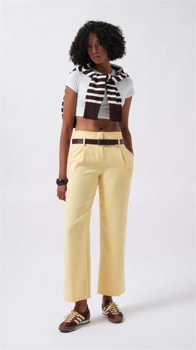 Kemer Detay Yüksek Bel Pantolon