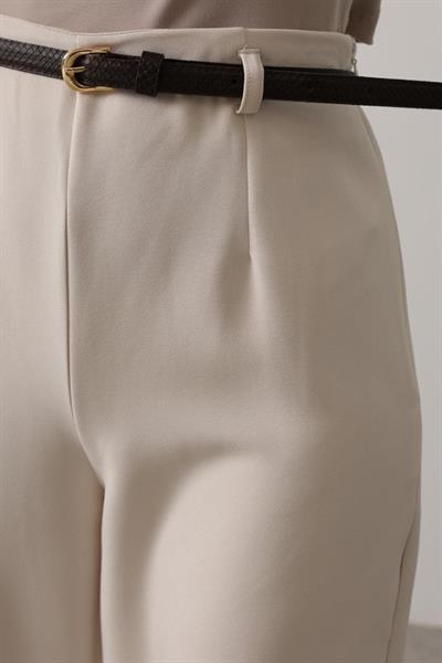 Kemer Pens Detaylı Pantolon - Bej