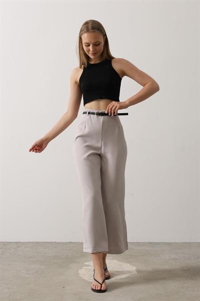 Kemer Pens Detaylı Pantolon - Gri