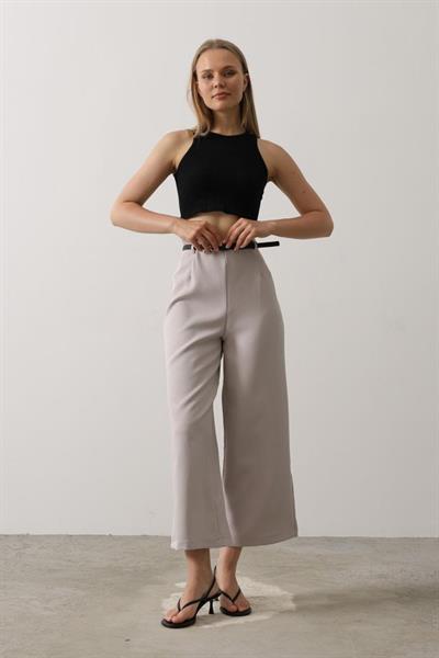 Kemer Pens Detaylı Pantolon - Gri