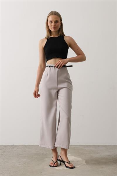 Kemer Pens Detaylı Pantolon - Gri