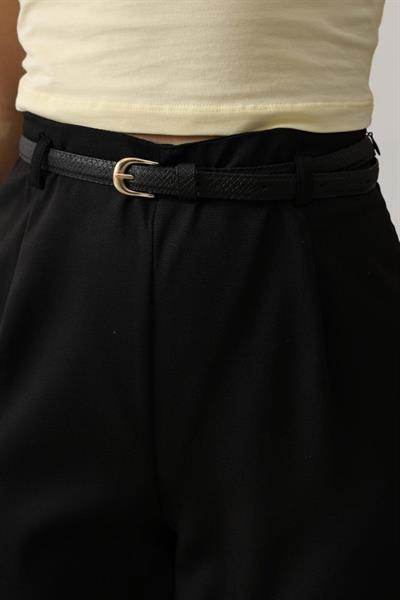 Kemer Pens Detaylı Pantolon - Siyah