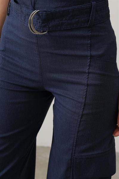 Kemerli Cargo Pantolon - İndigo