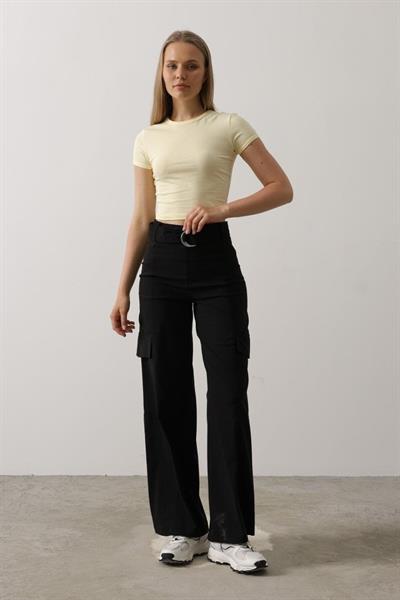 Kemerli Cargo Pantolon - Siyah