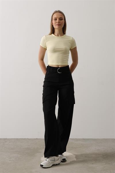 Kemerli Cargo Pantolon - Siyah