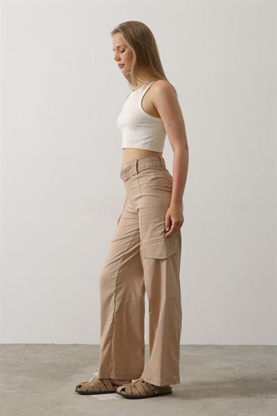 Kemerli Cargo Pantolon - Taş