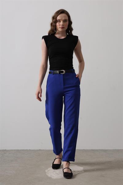 Kemerli Havuç Pantolon - Saks